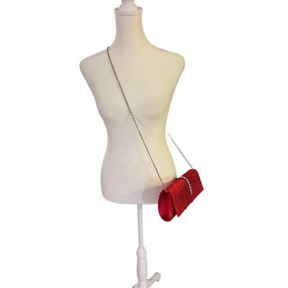 BIJOUX TERNER Women's Clutch Handbag Red with Beadwork - Picture 2 of 6